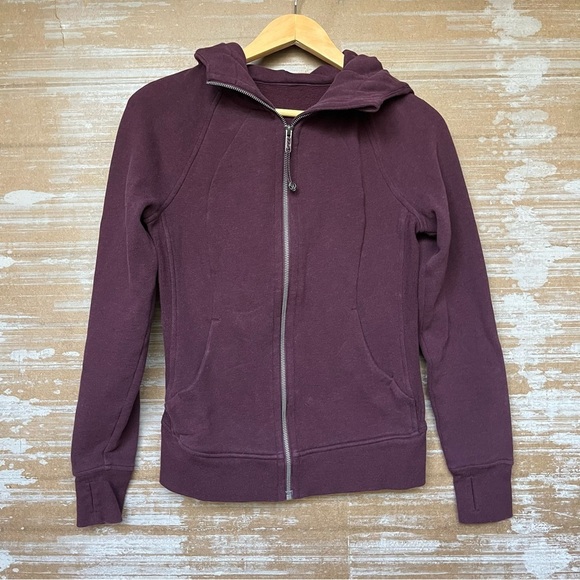 Lululemon Scuba Full Zip Jacket Maroon Running Stretch Athletic Womens 4 - Picture 1 of 4